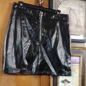 Black Faux Leather Skirt